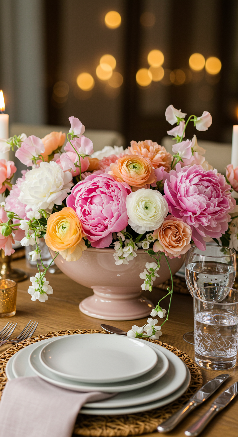 Wunderschone Blumenarrangement In Einer Schale Fotos